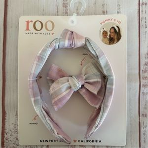 NEW! Roo made with love mommy and me spring matching purple gingham headbands
